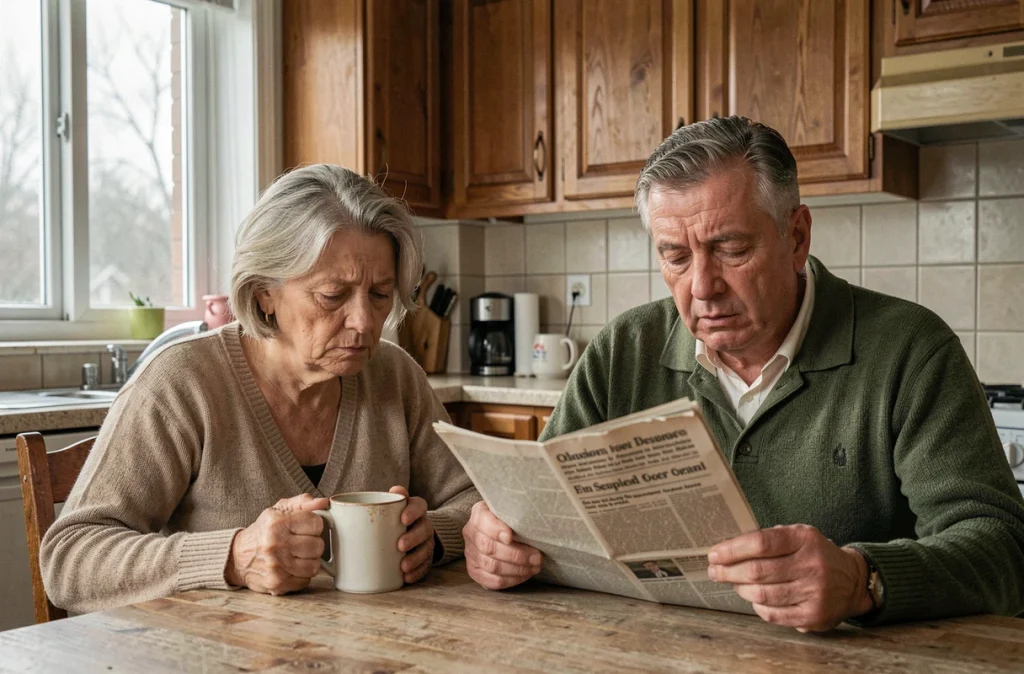Couple de seniors fatigués à la table du petit-déjeuner, troubles du sommeil liés à l'âge, insomnie des personnes âgées